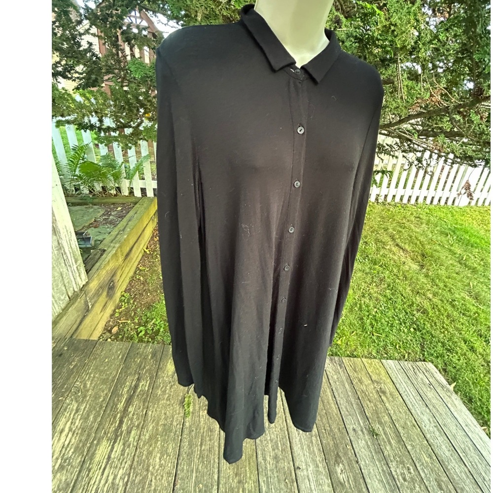 Eileen Fisher Tunic Viscose Jersey Button Down Longline Minimalist Gorpcore S